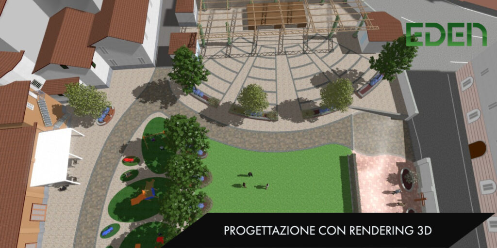 Rendering 3D giardino urbano
